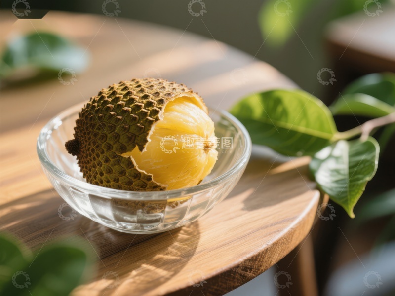 高清大图下载【趣麦麦图】新鲜榴莲果肉置于透明碗中