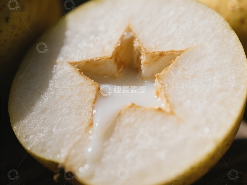 高清大图下载【趣麦麦图】新鲜梨子切面，汁水丰富
