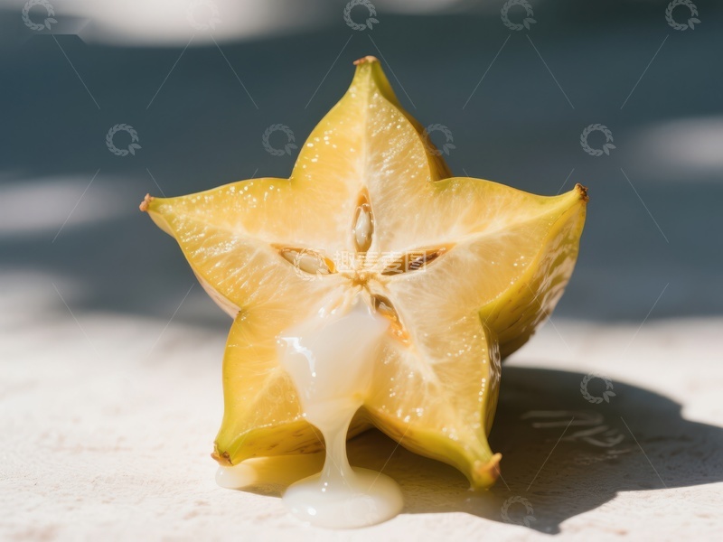 高清大图下载【趣麦麦图】切开的杨桃，果汁滴落