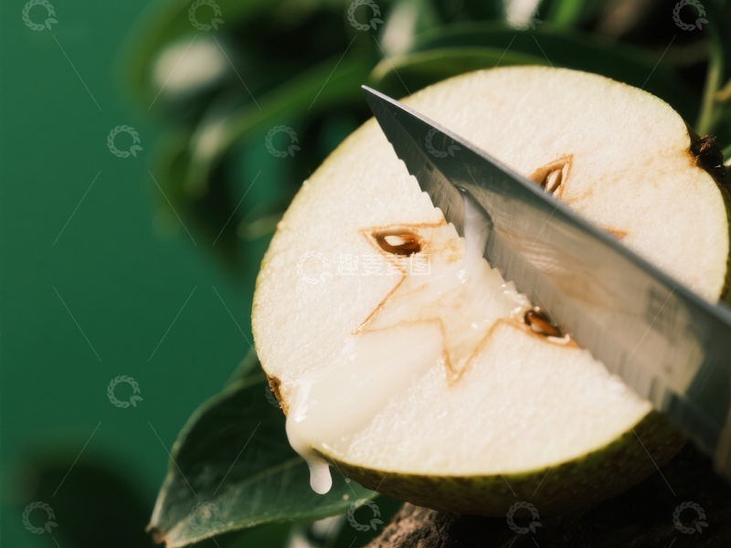 高清大图下载【趣麦麦图】刀切梨子，展现内部五角星图案