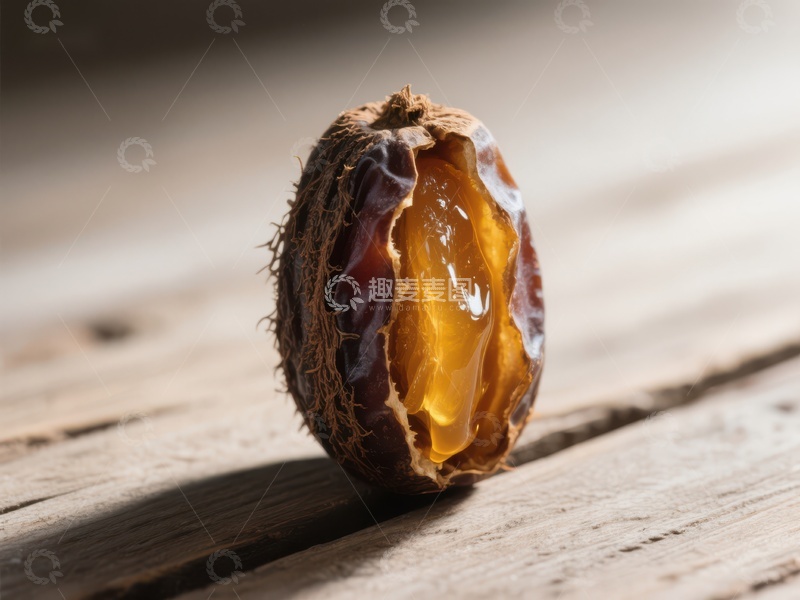 高清大图下载【趣麦麦图】半剥的枣子静置于木质表面