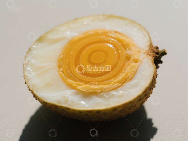 高清大图下载【趣麦麦图】切开的水果，露出螺旋状黄色果肉