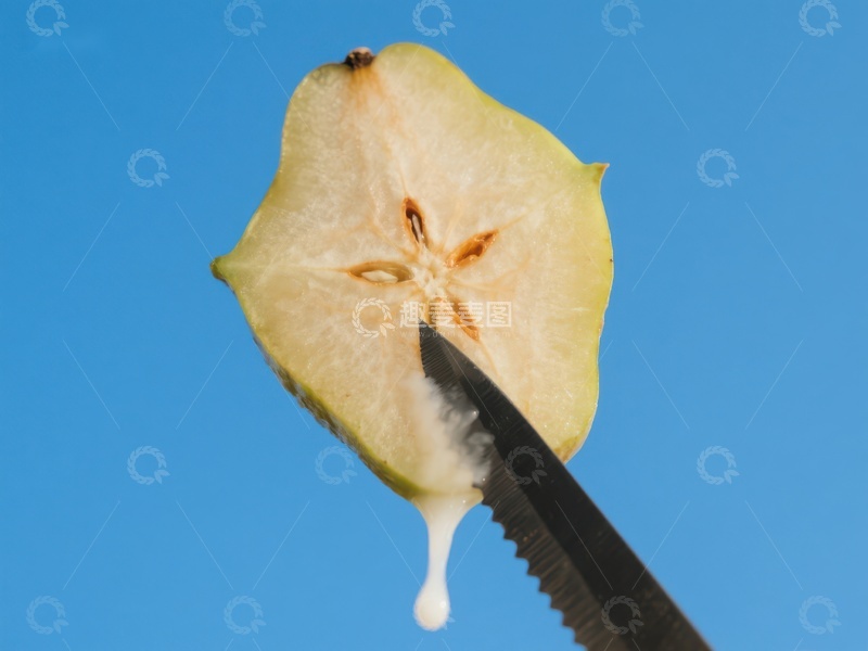 高清大图下载【趣麦麦图】刀切苹果片，汁液滴落瞬间