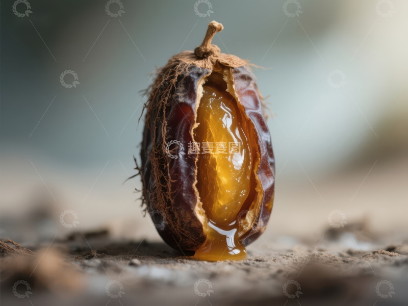 高清大图下载【趣麦麦图】-裂开的果实，流出金黄色汁液