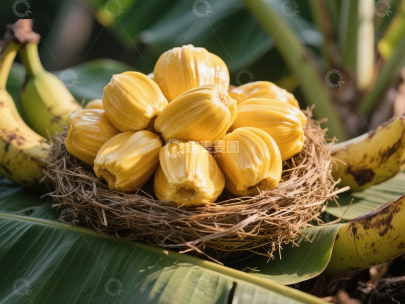 高清大图下载【趣麦麦图】菠萝蜜果实在鸟巢中