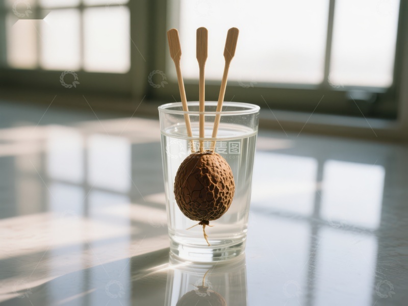 高清大图下载【趣麦麦图】水中坚果与棉签的静物组合