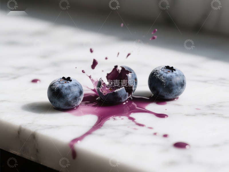 高清大图下载【趣麦麦图】蓝莓破裂，汁液四溅的瞬间