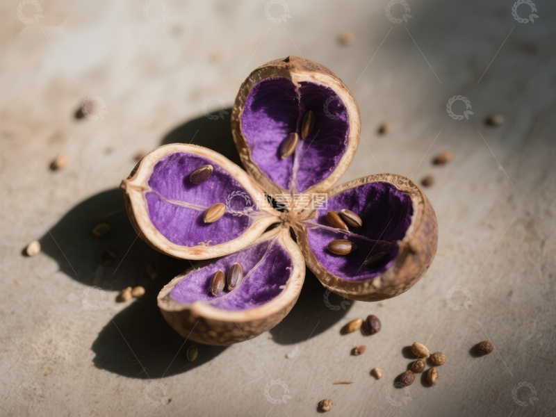 高清大图下载【趣麦麦图】紫色果壳中的种子