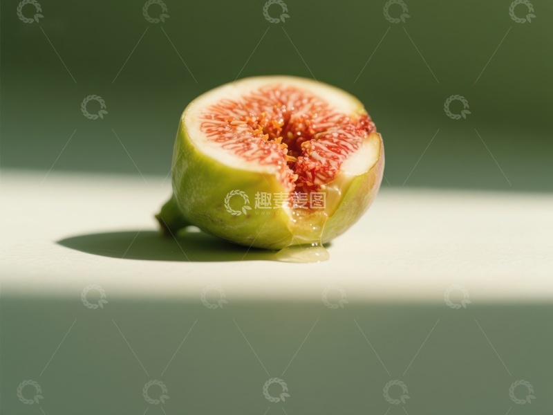 高清大图下载【趣麦麦图】切开的无花果，展示粉红色果肉
