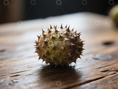 刺猬果静置于木质桌面