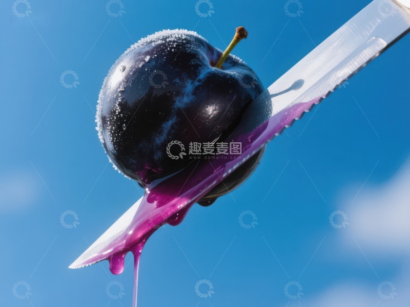 高清大图下载【趣麦麦图】刀切李子，果汁四溢