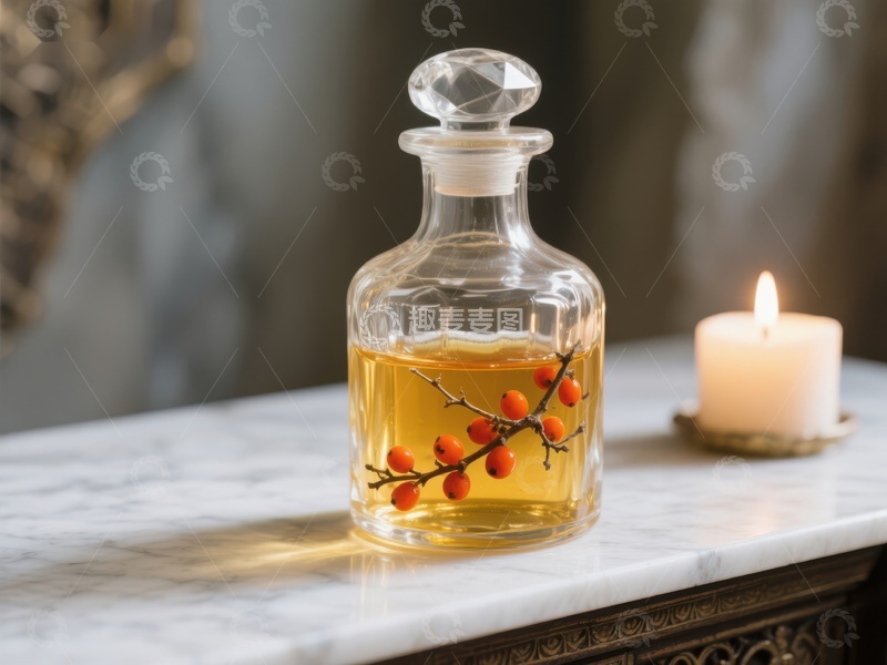高清大图下载【趣麦麦图】玻璃瓶中的金色液体与烛光