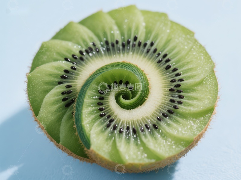 高清大图下载【趣麦麦图】-螺旋切片的奇异果特写