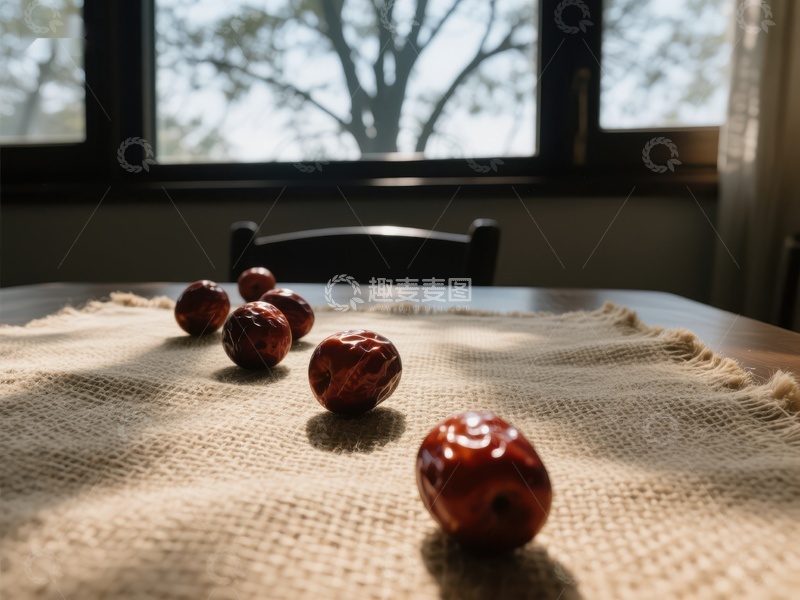 高清大图下载【趣麦麦图】桌上的红色珠子与自然光