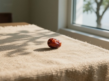 窗边桌上的琥珀色果实