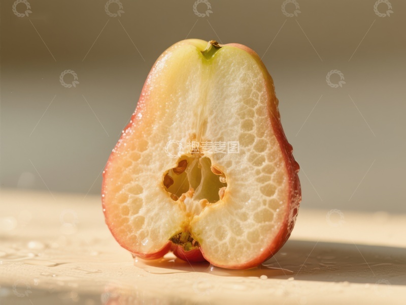 高清大图下载【趣麦麦图】切开的苹果，展示独特内部结构