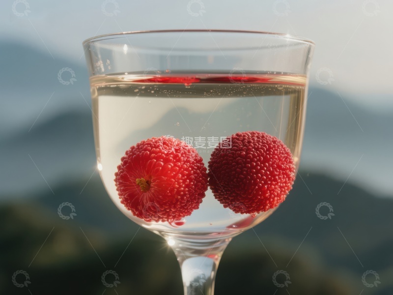 高清大图下载【趣麦麦图】透明酒杯中的水果与水