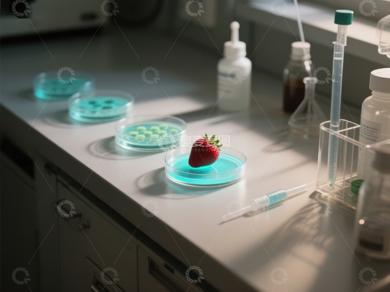 高清大图下载【趣麦麦图】实验室中的草莓与培养皿