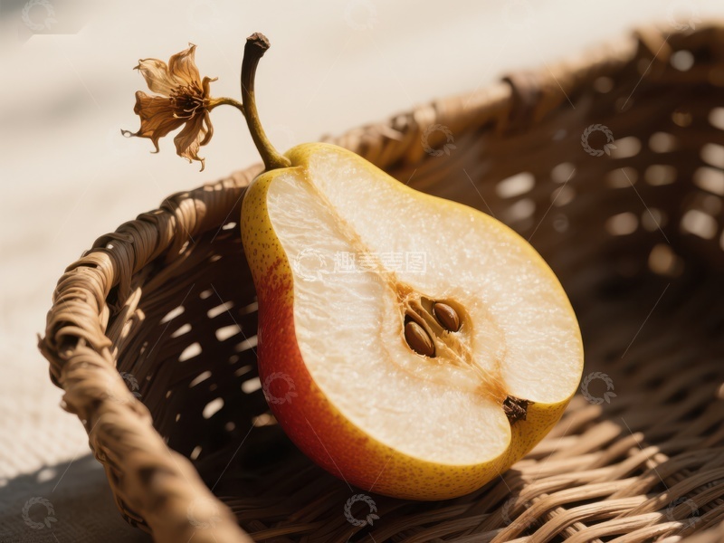 高清大图下载【趣麦麦图】篮中切开的梨子