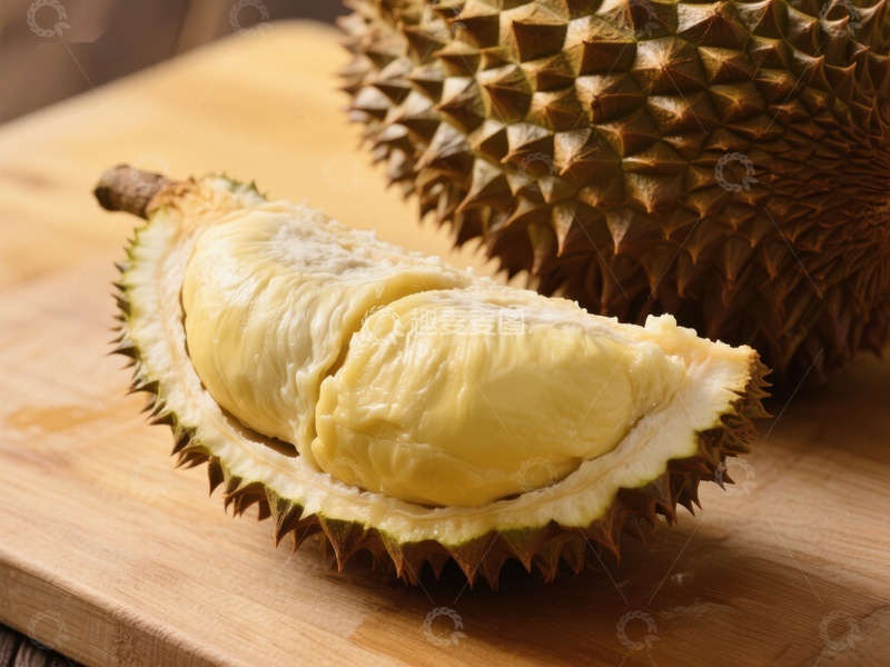 高清大图下载【趣麦麦图】新鲜榴莲切开展示