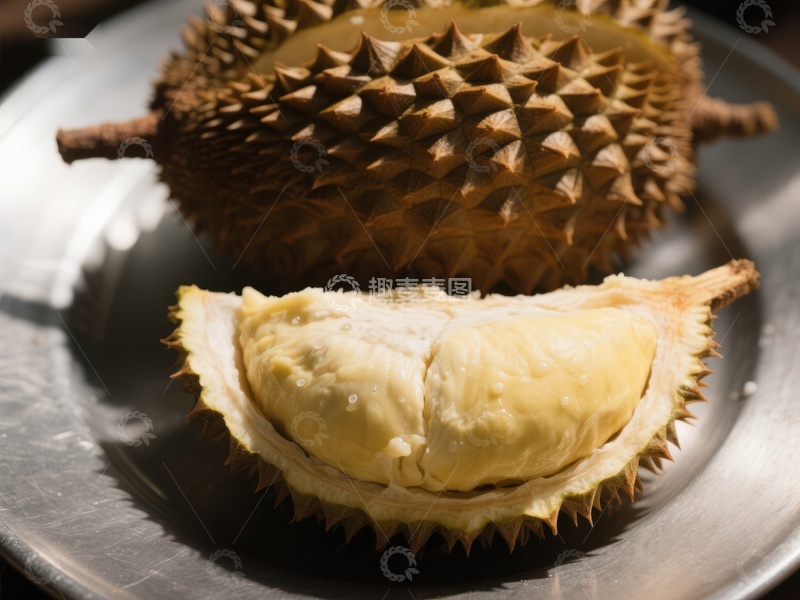 高清大图下载【趣麦麦图】新鲜榴莲切开展示