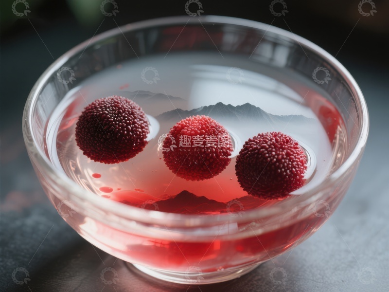 高清大图下载【趣麦麦图】透明碗中漂浮的红色浆果
