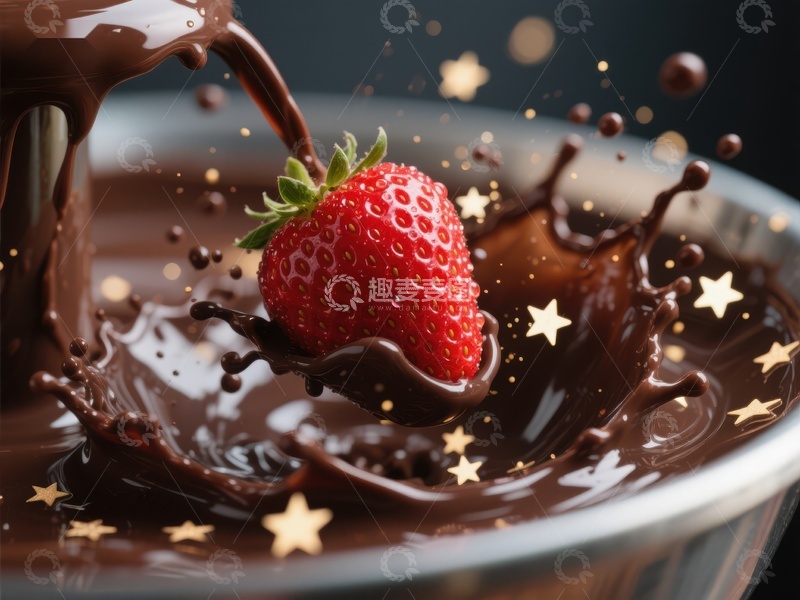 高清大图下载【趣麦麦图】草莓浸入巧克力的瞬间