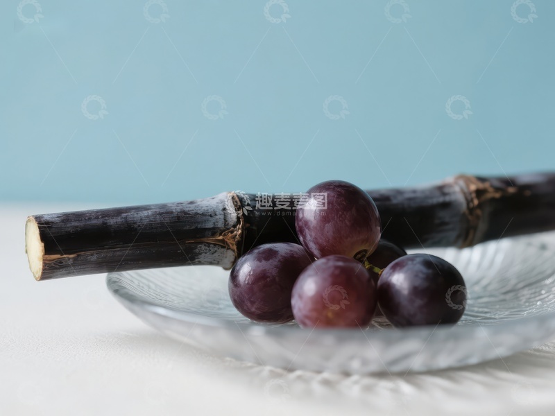 高清大图下载【趣麦麦图】甘蔗与葡萄的静物组合