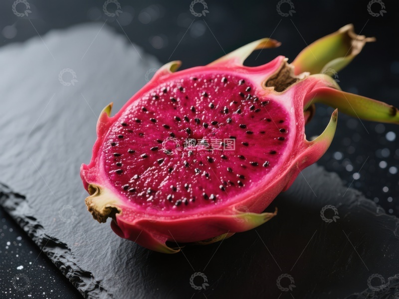 高清大图下载【趣麦麦图】切开的火龙果展示鲜艳果肉