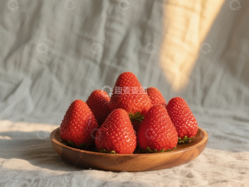 高清大图下载【趣麦麦图】木碗中的新鲜草莓