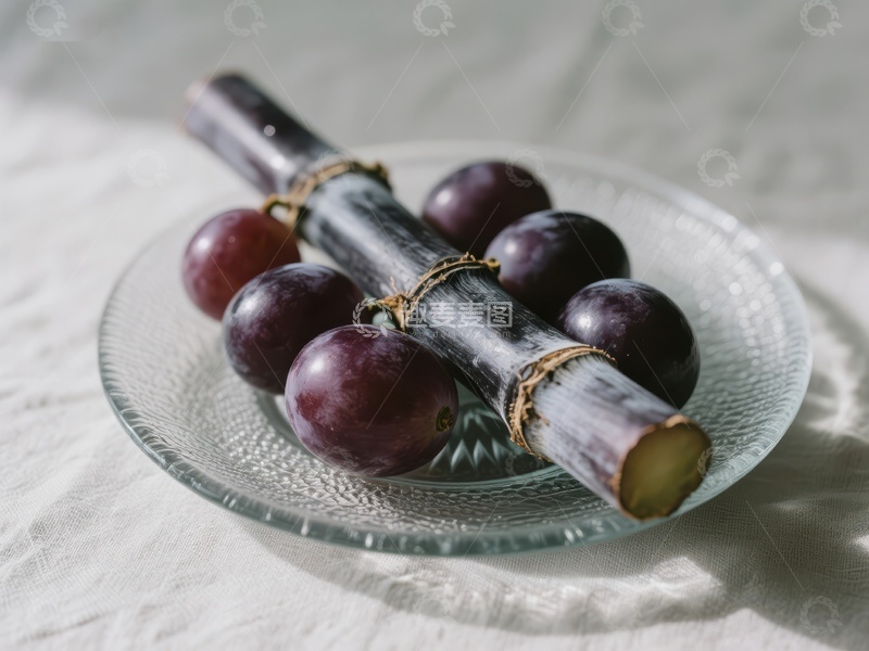 高清大图下载【趣麦麦图】葡萄与刀具的静物组合
