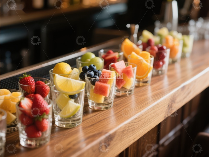 高清大图下载【趣麦麦图】吧台上的新鲜水果杯