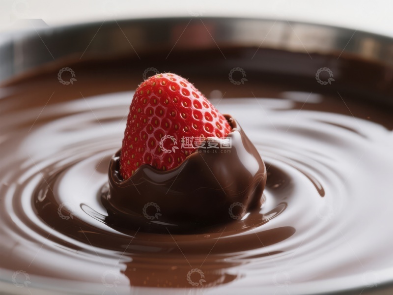 高清大图下载【趣麦麦图】草莓浸入巧克力的瞬间