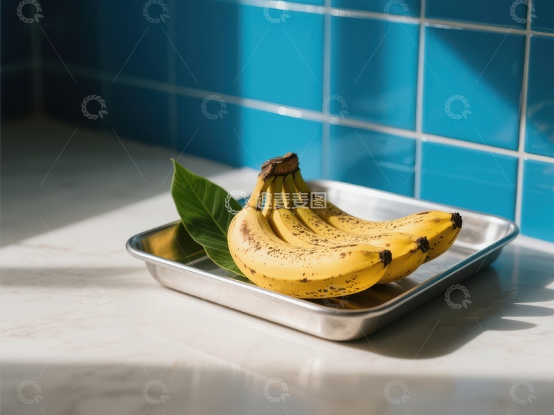 高清大图下载【趣麦麦图】阳光下的香蕉与绿叶