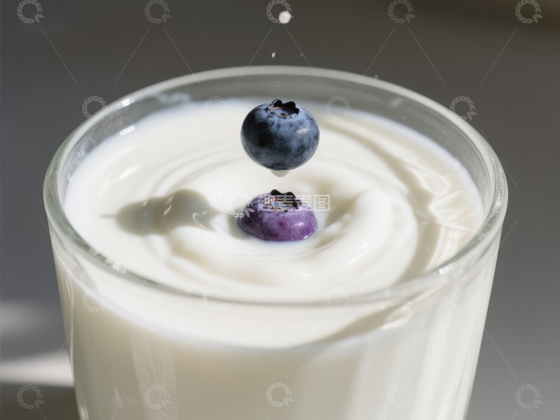 高清大图下载【趣麦麦图】蓝莓落入酸奶的瞬间