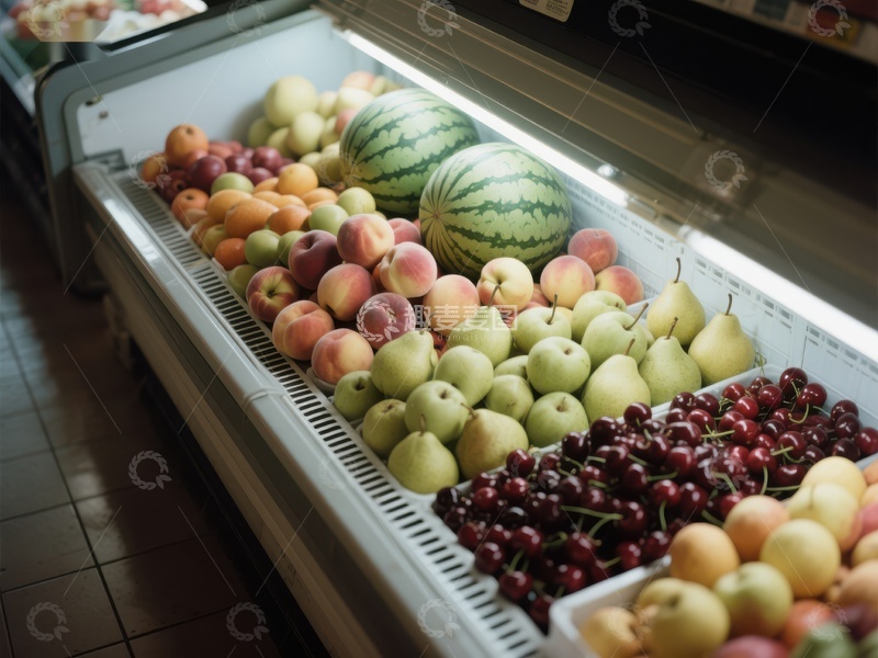高清大图下载【趣麦麦图】超市冷藏区新鲜水果陈列