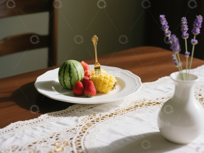 高清大图下载【趣麦麦图】水果拼盘与薰衣草装饰