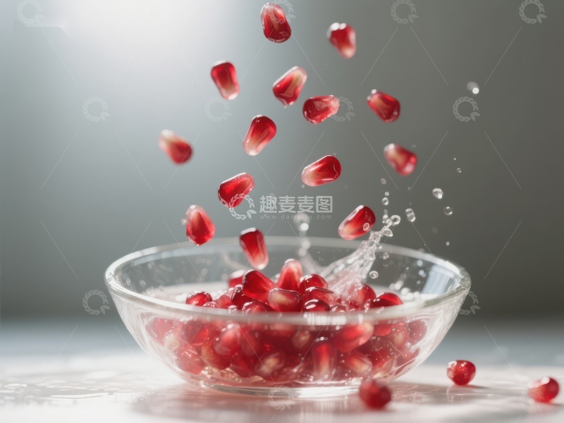 高清大图下载【趣麦麦图】石榴籽落入水中，溅起水花