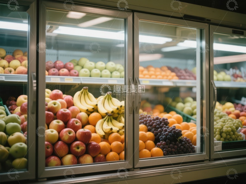 高清大图下载【趣麦麦图】超市水果冷藏柜展示