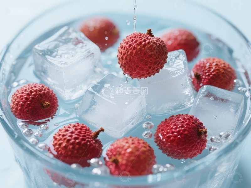高清大图下载【趣麦麦图】冰块与荔枝的清凉碰撞