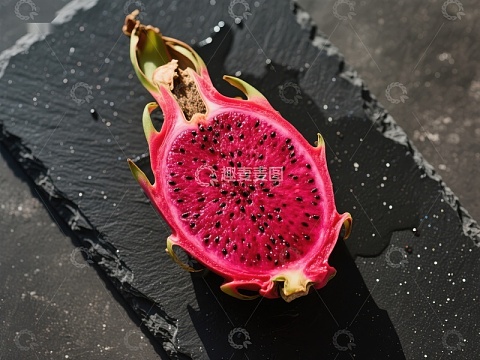 切开的火龙果展示鲜艳红色果肉