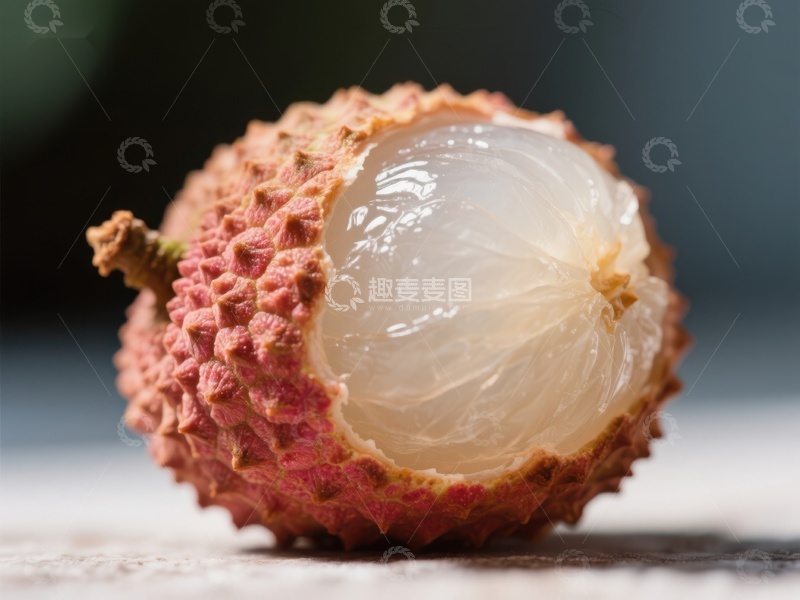 高清大图下载【趣麦麦图】新鲜荔枝特写，果肉晶莹剔透