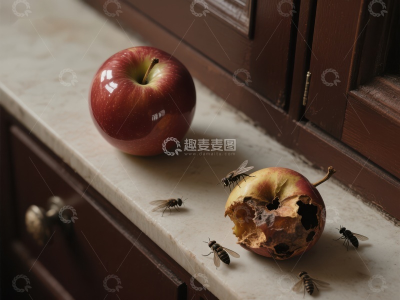 高清大图下载【趣麦麦图】新鲜与腐烂：苹果对比