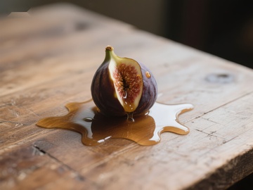 切开的无花果滴落蜂蜜