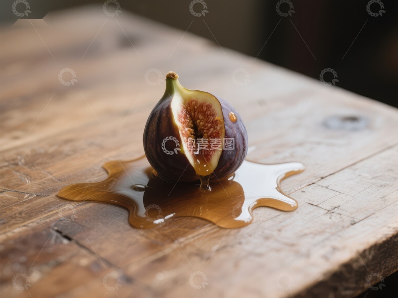 高清大图下载【趣麦麦图】-切开的无花果滴落蜂蜜