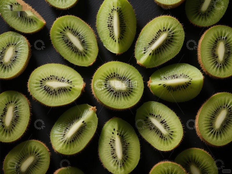 高清大图下载【趣麦麦图】新鲜猕猴桃切片整齐排列