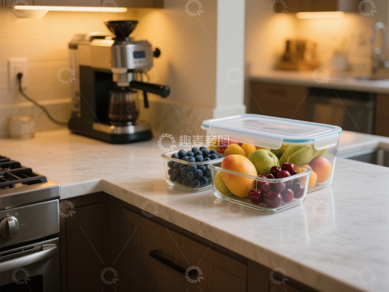 高清大图下载【趣麦麦图】厨房台面摆放水果保鲜盒