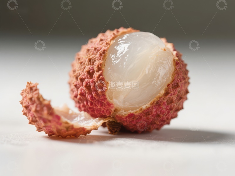 高清大图下载【趣麦麦图】新鲜荔枝特写，果肉饱满诱人