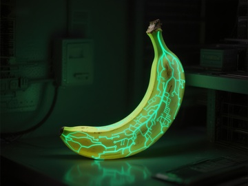 发光电路香蕉的科技艺术展示