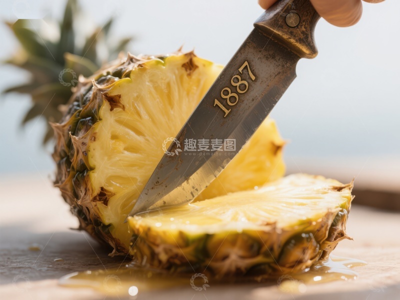 高清大图下载【趣麦麦图】刀切菠萝，新鲜果肉